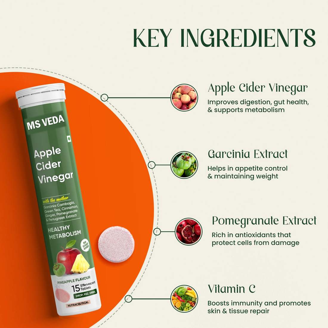 Apple Cider Vinegar Pineapple Flavour For Weight Management