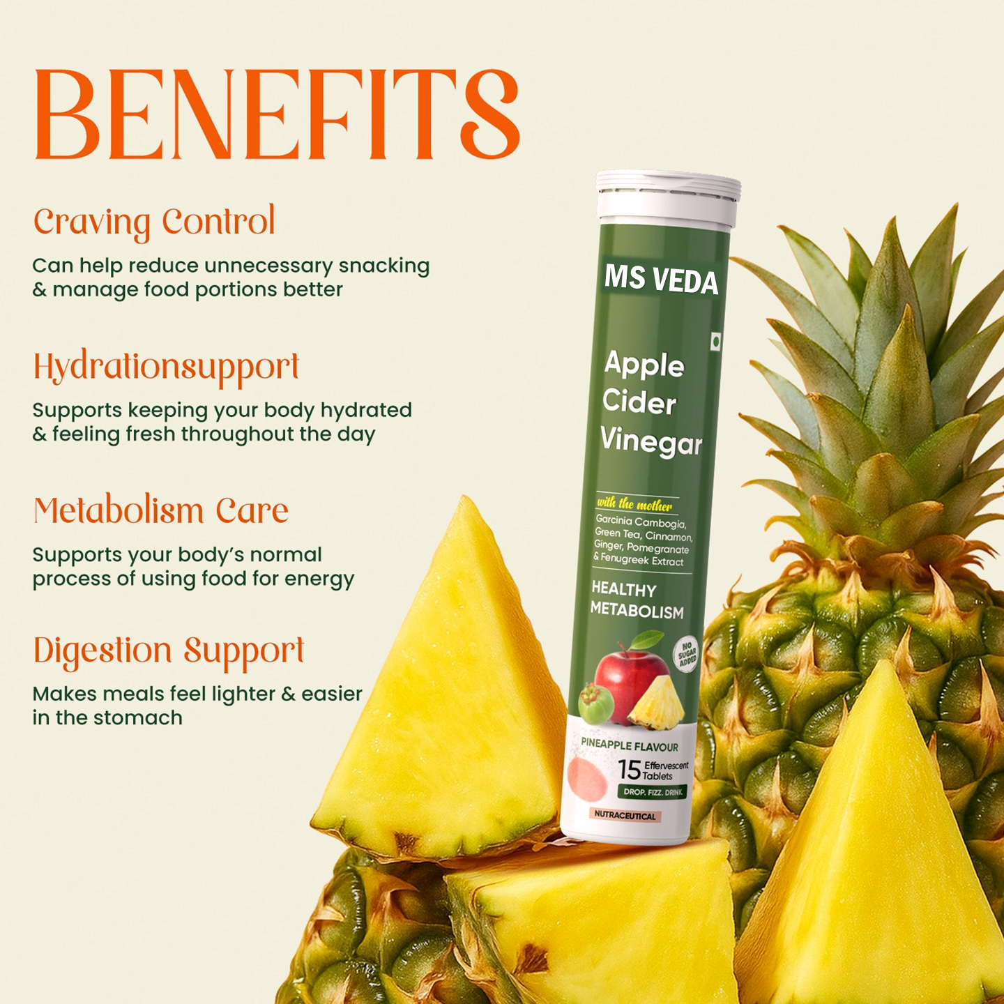 Apple Cider Vinegar Pineapple Flavour For Weight Management
