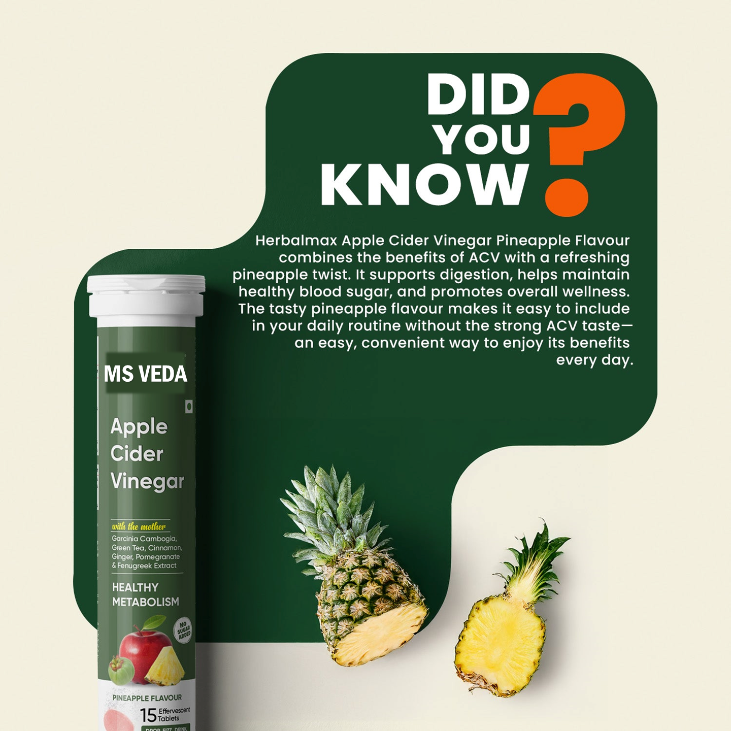Apple Cider Vinegar Pineapple Flavour For Weight Management