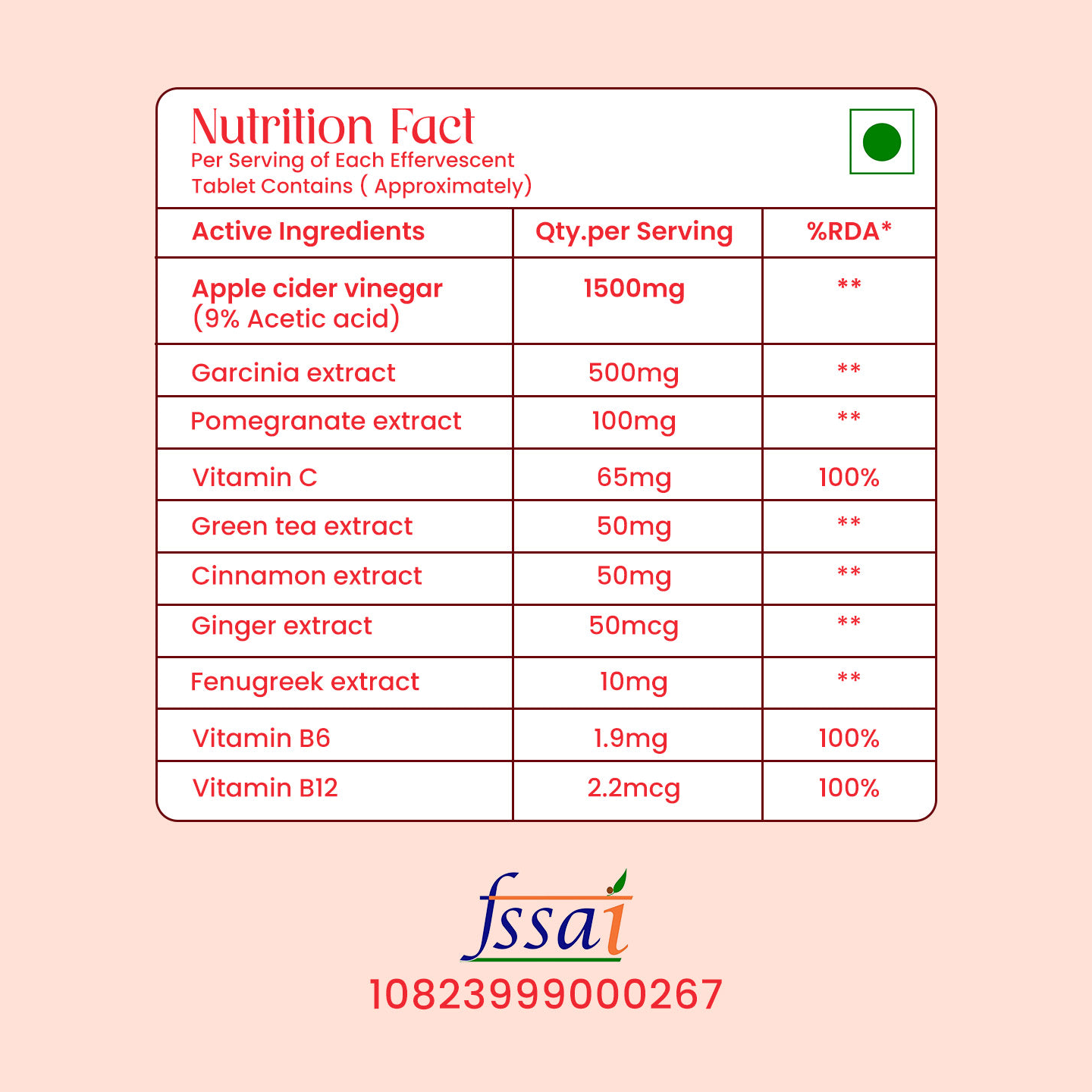 Apple Cider Vinegar Peach Flavour For Metabolism Boost