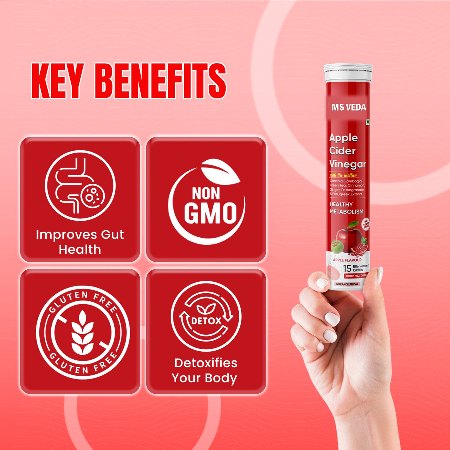 Apple Cider Vinegar Effervescent (Pomegranate) Tablets